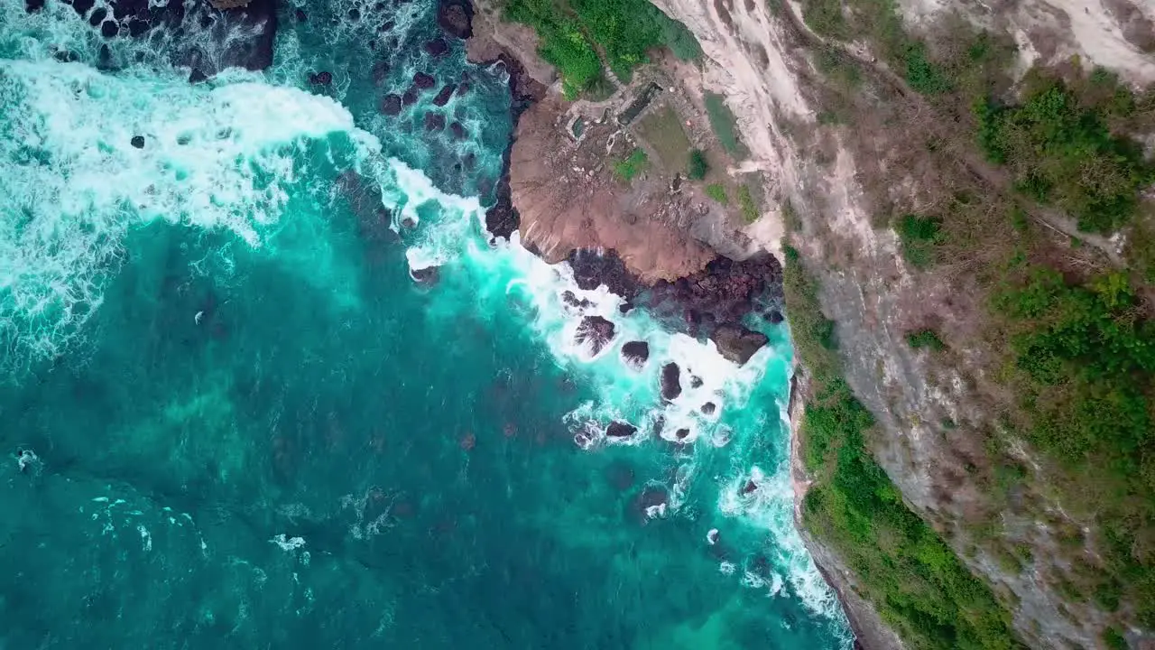 Birdseye view of a cliff in Indonesia