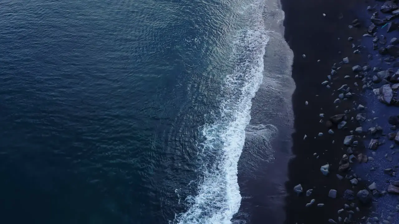 drone shot of a black sand beach in iceland