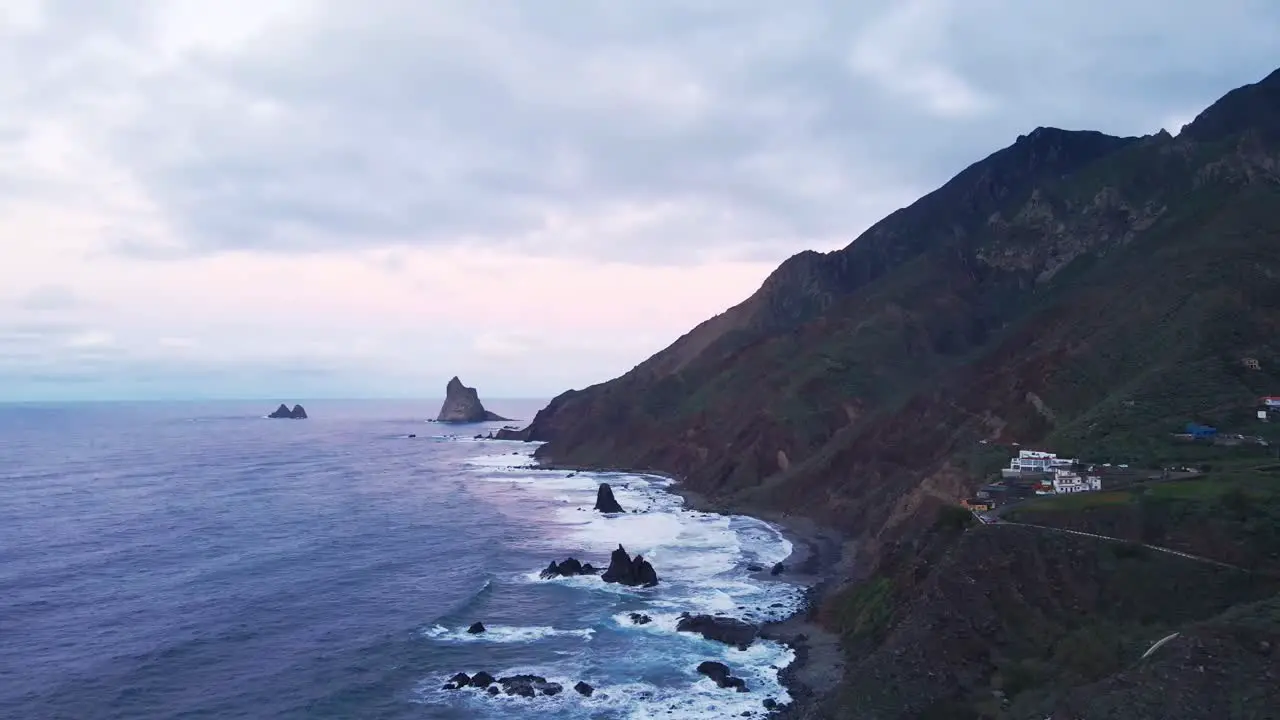 Sun set dron shot from Tenerife Anaga