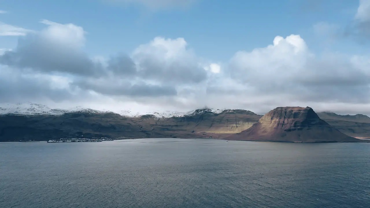 Drone footage over the ocean looking at coast of Iceland