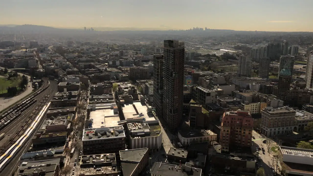 Aerial Time lapse of Vancouver Gastown on sunny day