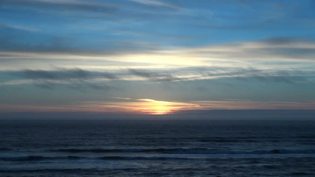 Oregon coast sunset and drifting fog