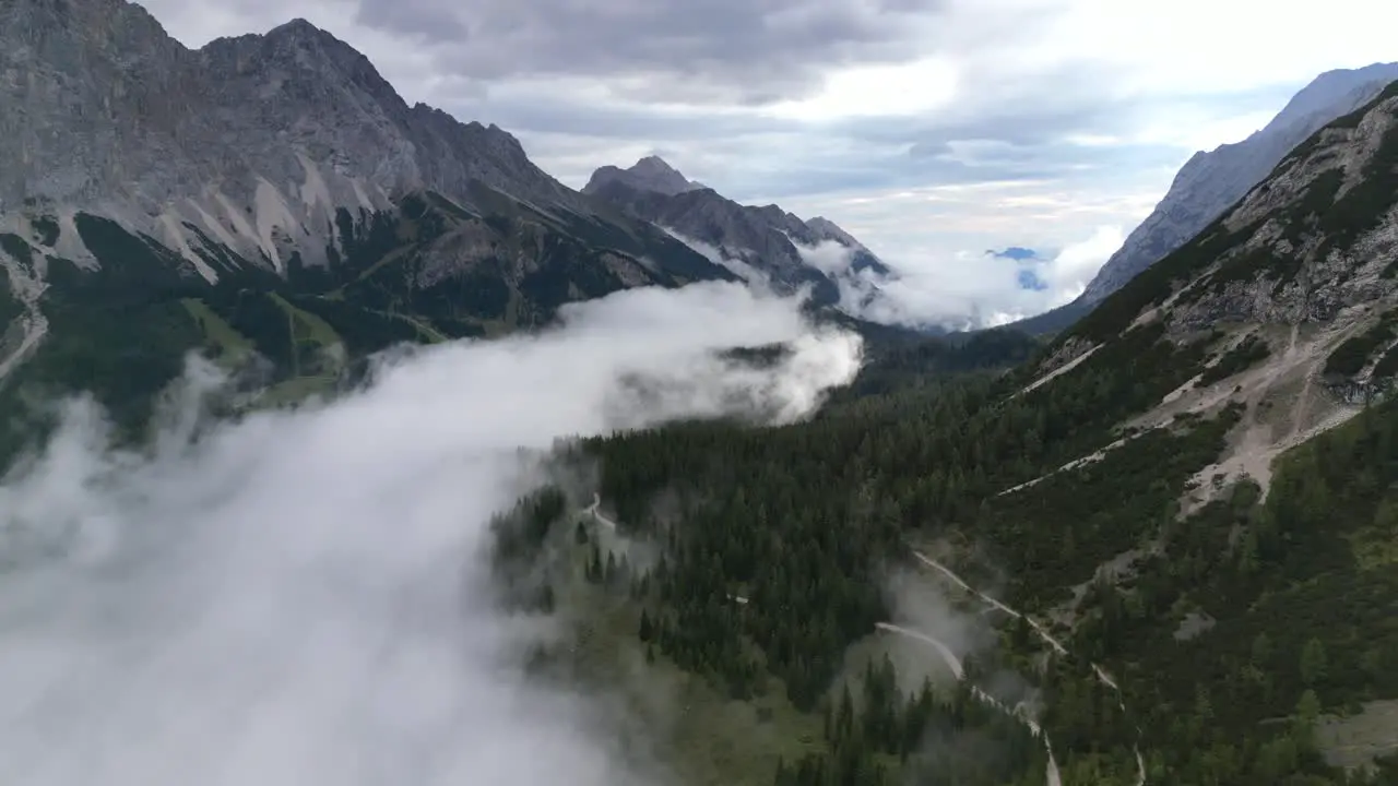 Dramatic mountain landscape in Austria Drone shot flying