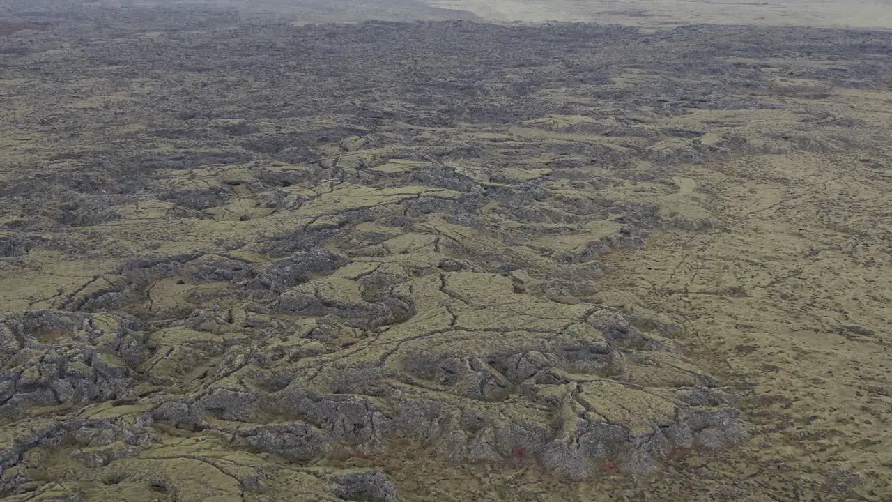 Vast inaccessible volcanic landscape of Iceland seen from above aerial