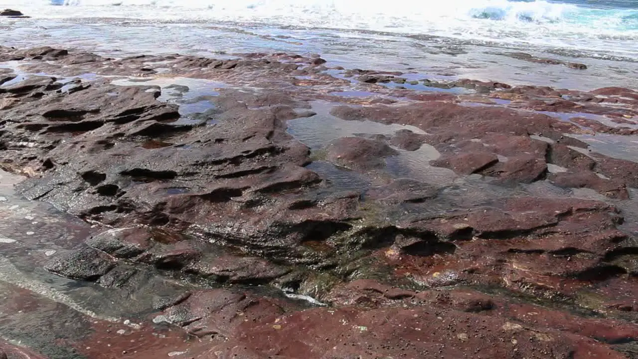 Water Rushing Over Red Rock Pools Kalbarri Western Australia