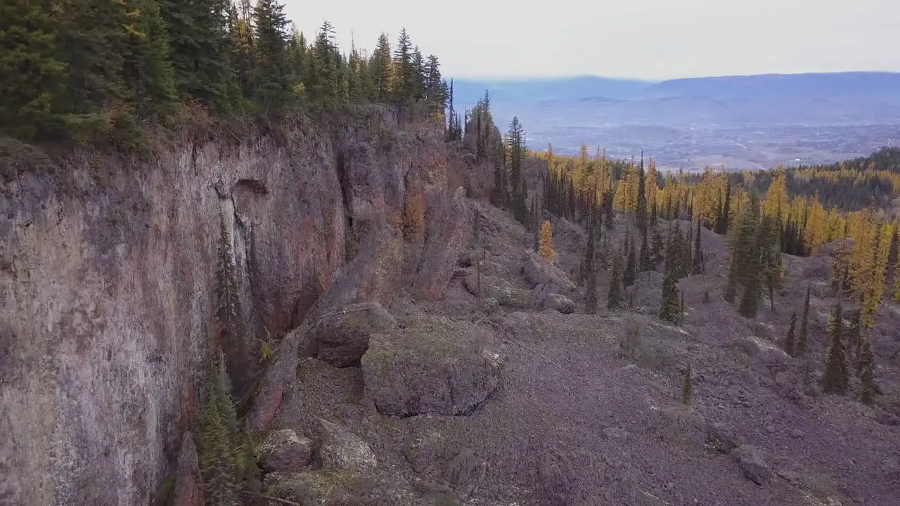 Volcanic cliff face in the autumn