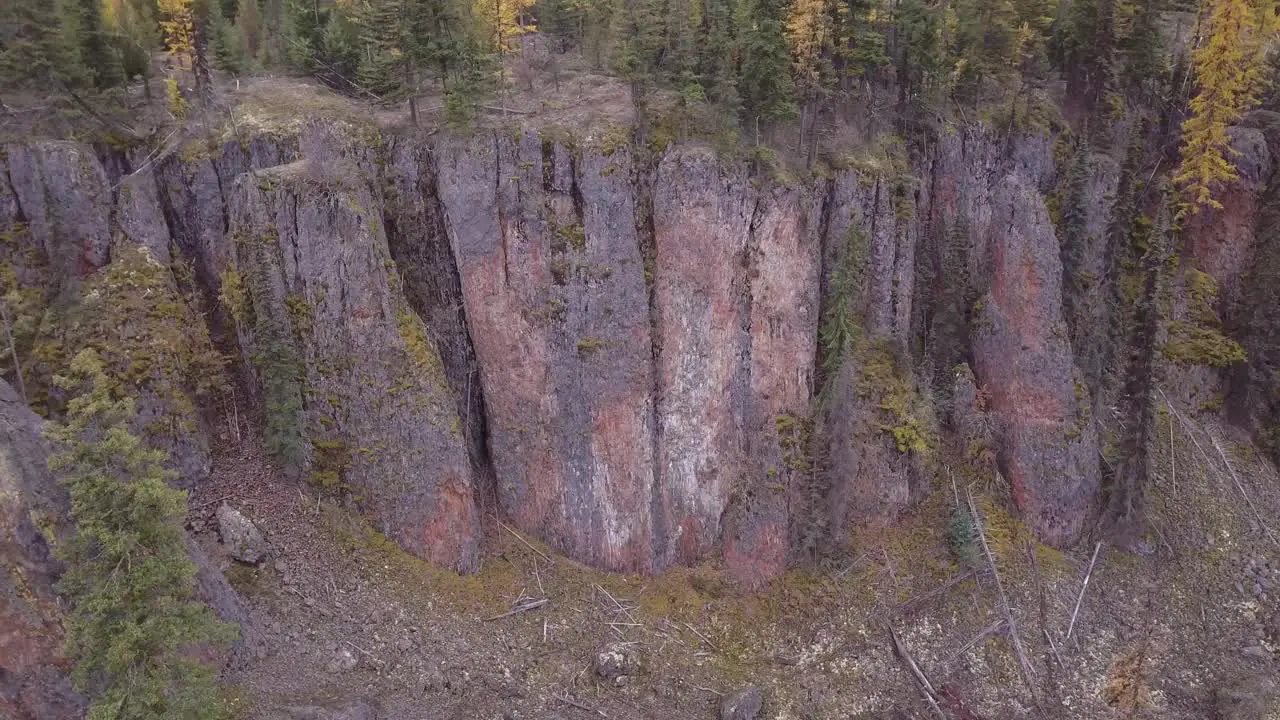 Rugged volcanic cliff face in the autumn