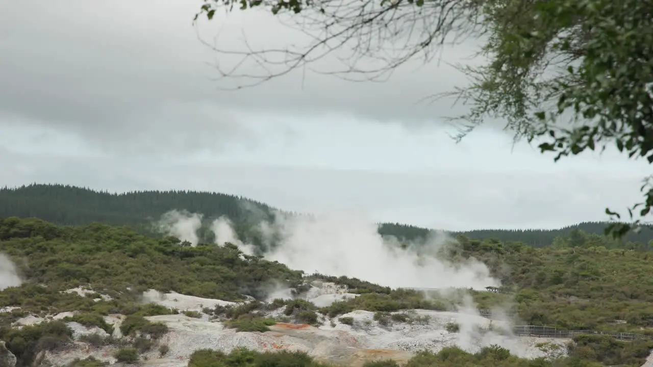 geological activity volcanic lanscape steaming hills