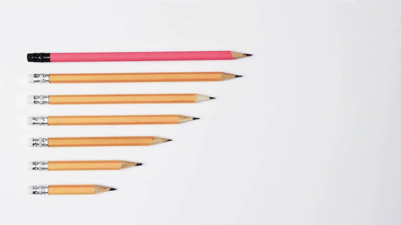 Close up of pencils with erasers with copy space on white background