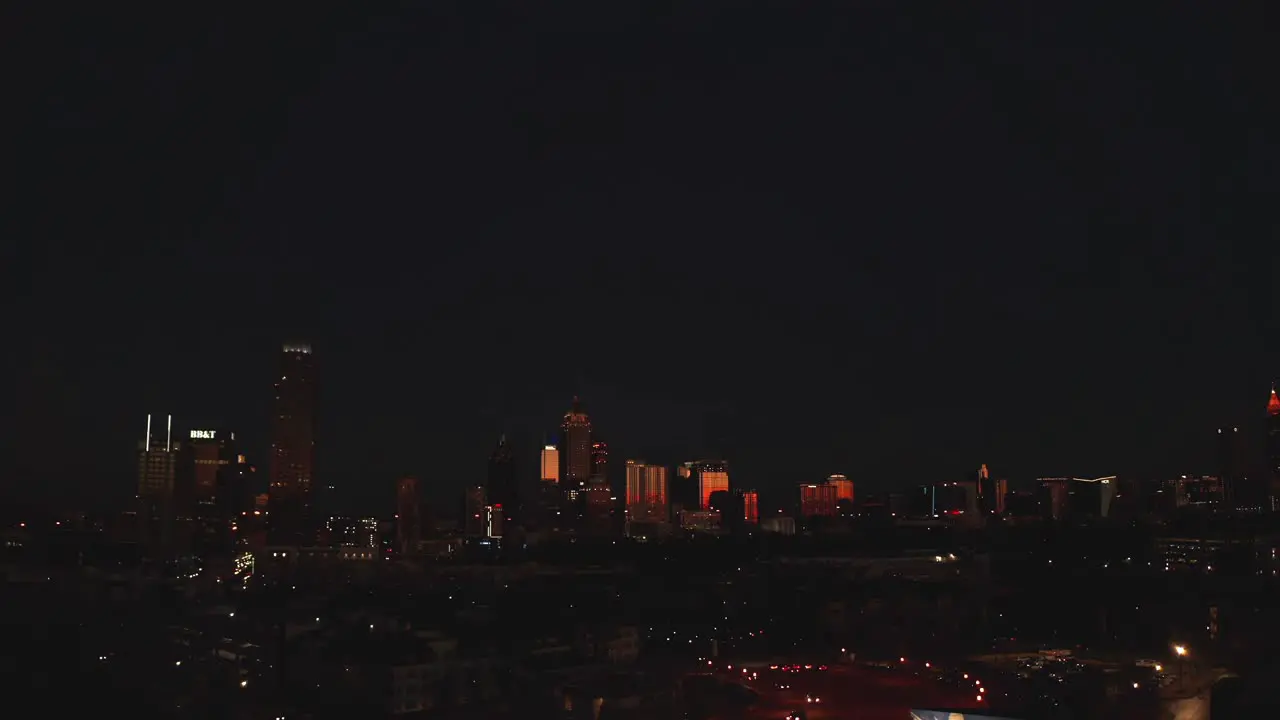 Atlanta city skyline aerial at dusk establishing shot 1080p drone