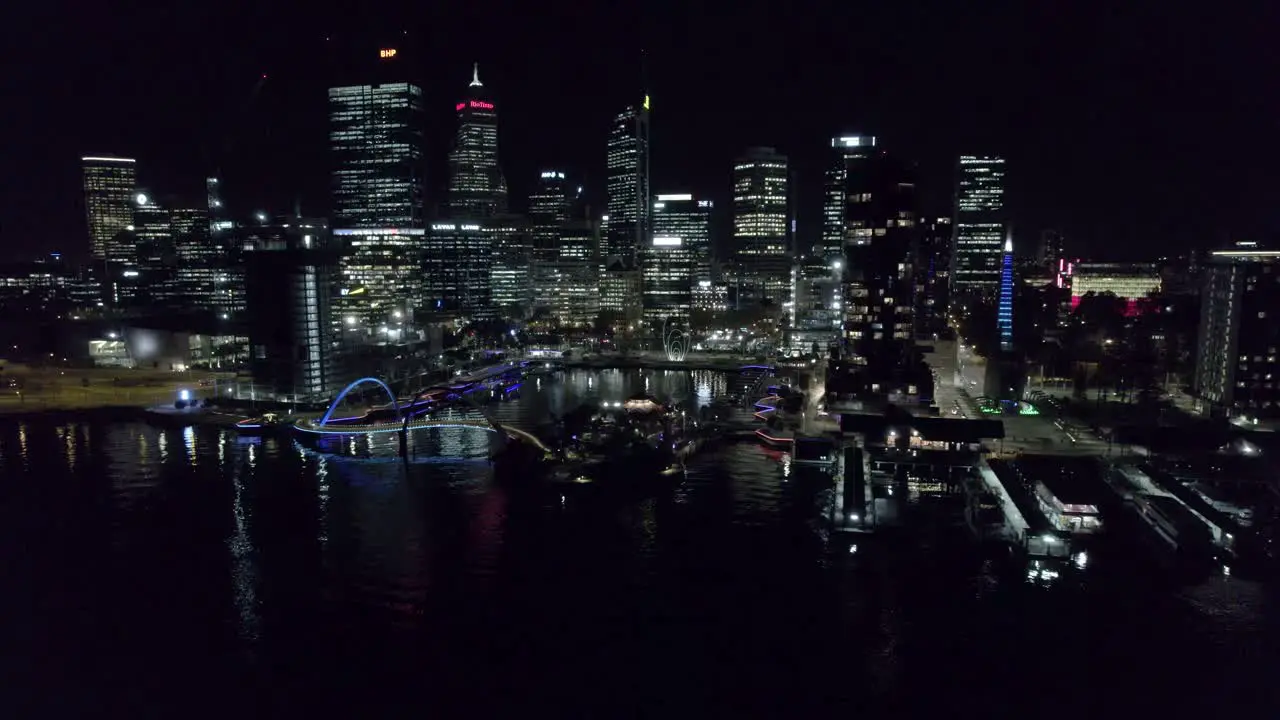 Perth city view at night drone