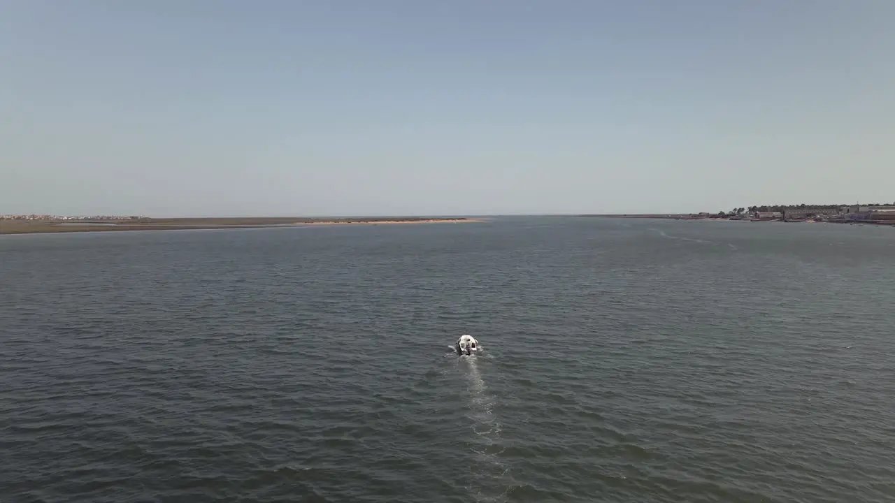 Aerial view of fisherman on a boat