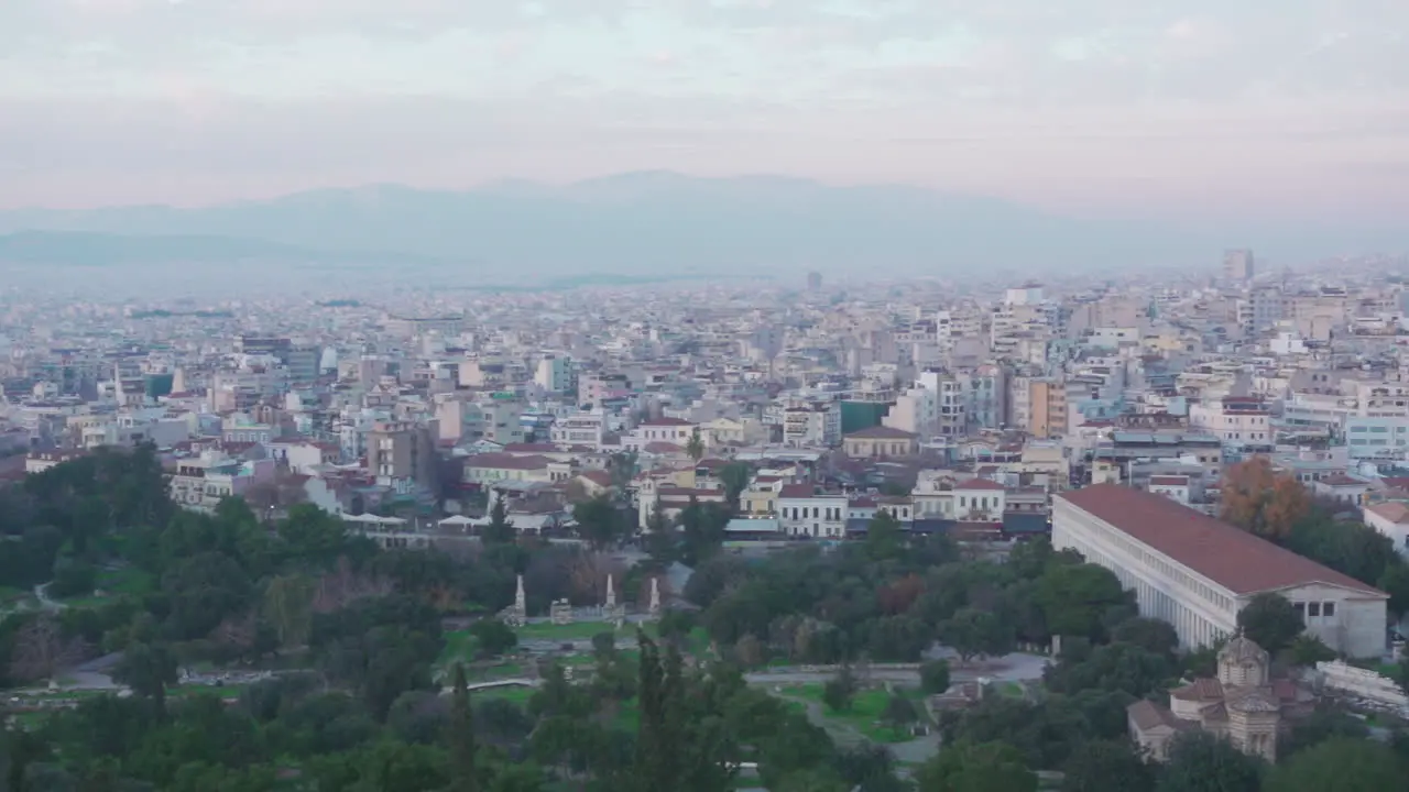 Shot of European city at sunset