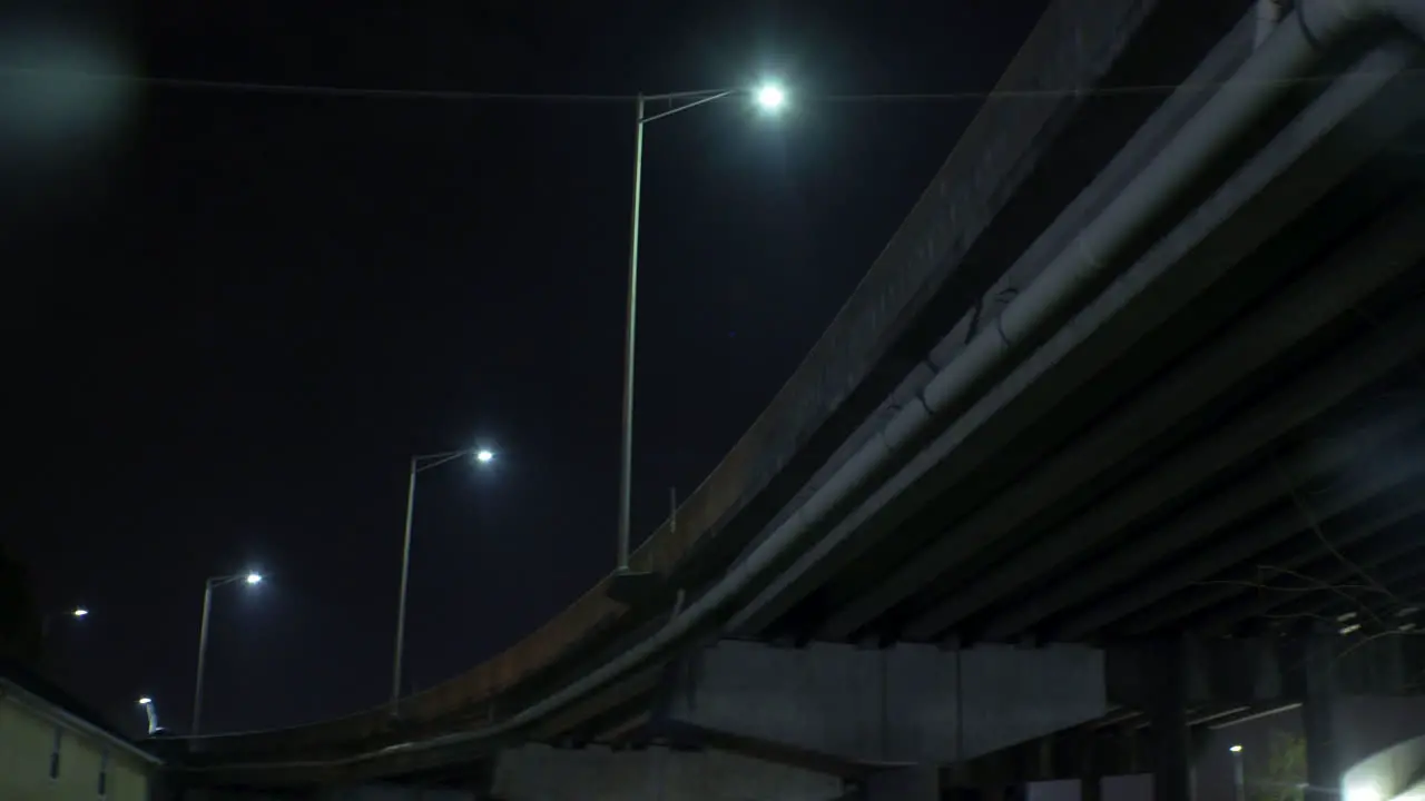 Street Lights on the Overpass at Night Rack Focus Wide Anamorphic