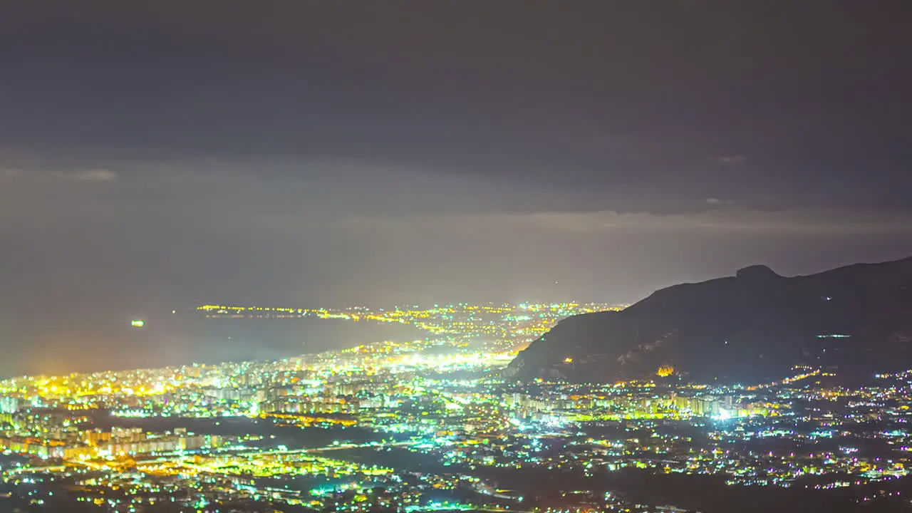 Night Timelapse Palermo City Lghts from Belvedere di Monte Pellegrino