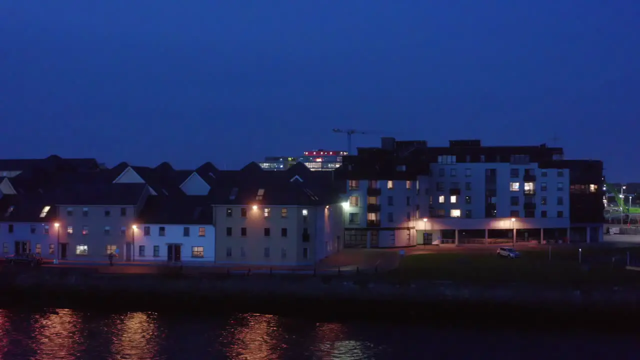 Slow motion pan of the Long Walk Galway city