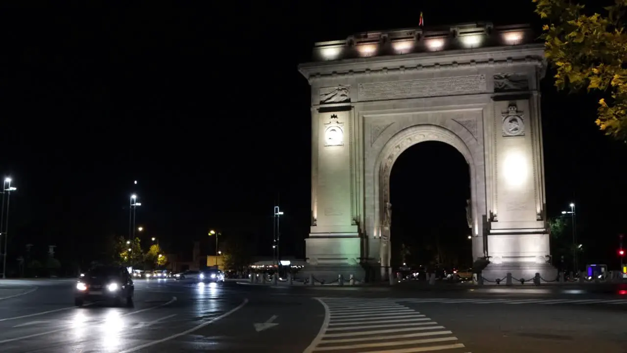 The Arcul de Triumf Arc de triomphe Bucharest Romania at Night