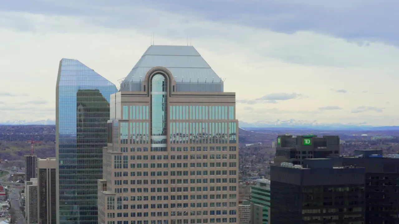 Top of a skyscraper building in a downtown setting in Canada