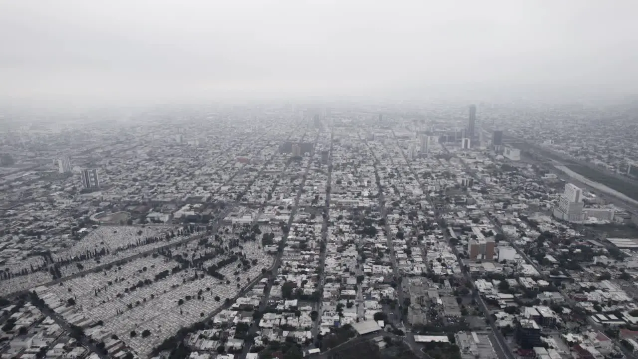 Drone shoot at cloudy morning day at Dolores graveyard at Monterrey City Mexico-2