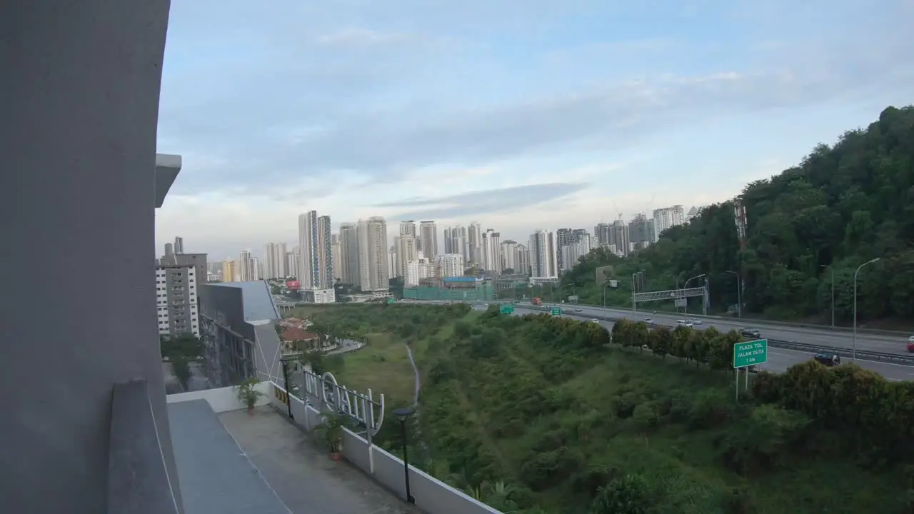 A view in front of my condominium balcony in Mont Kiara Kuala Lumpur Malaysia after the release of the partial lockdown during Covid-19 pandemic