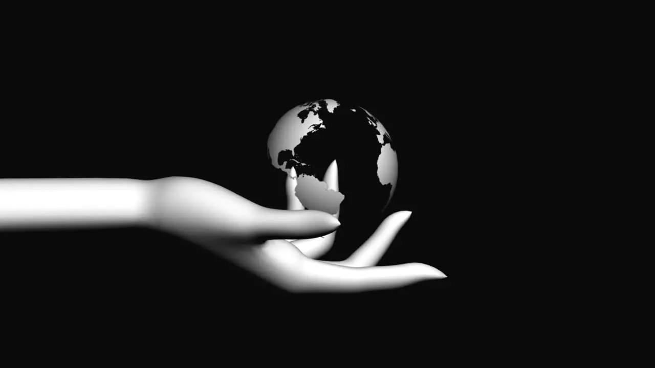 Rotating Black & White Globe In Hand