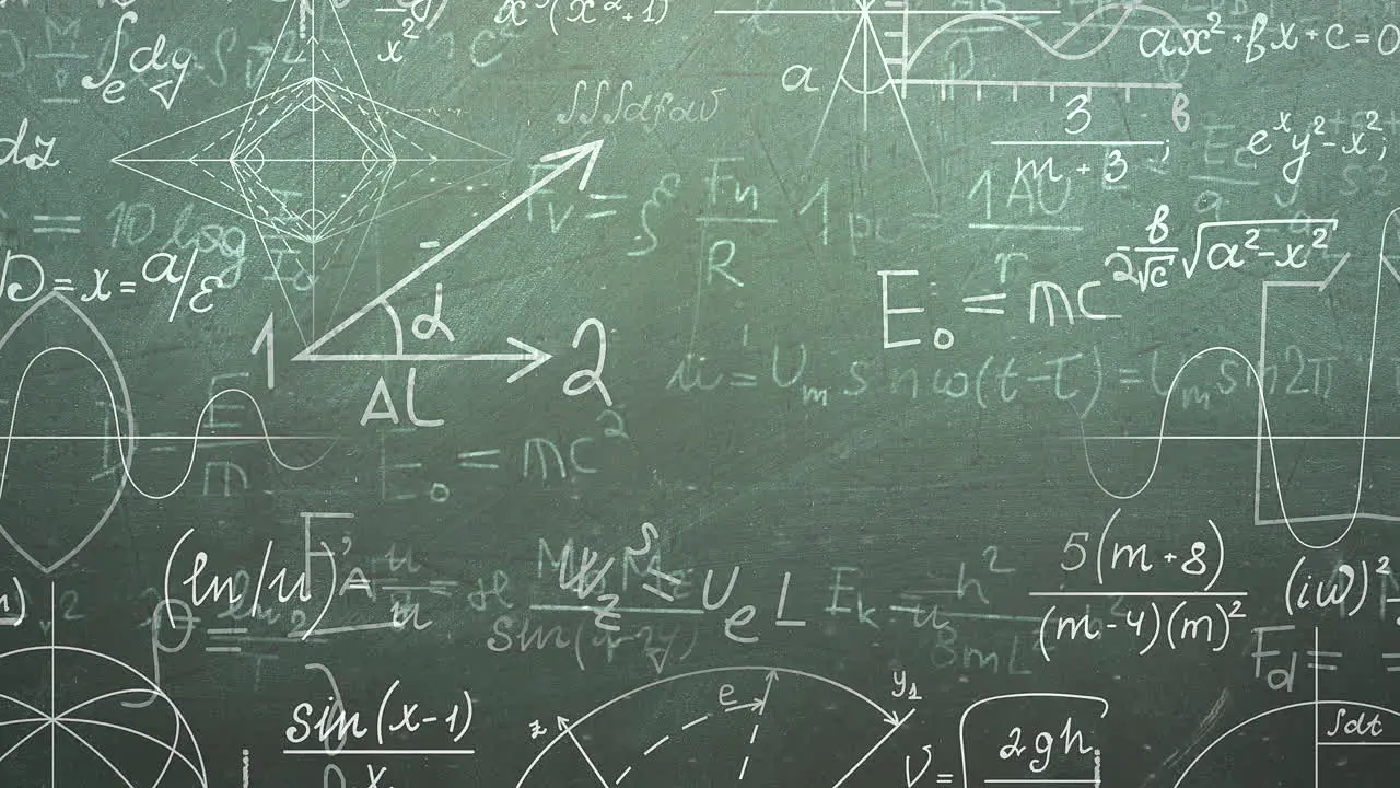 Closeup mathematical formula and elements on blackboard 4