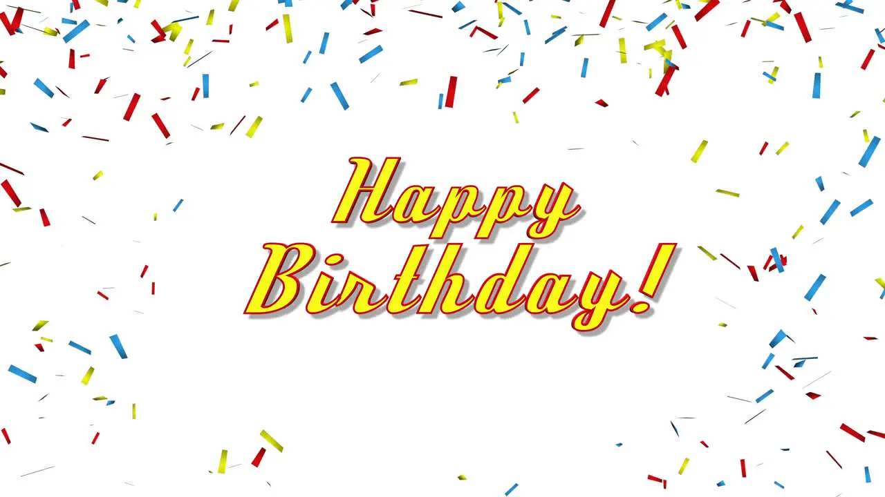 Animated closeup Happy Birthday text on holiday background 37