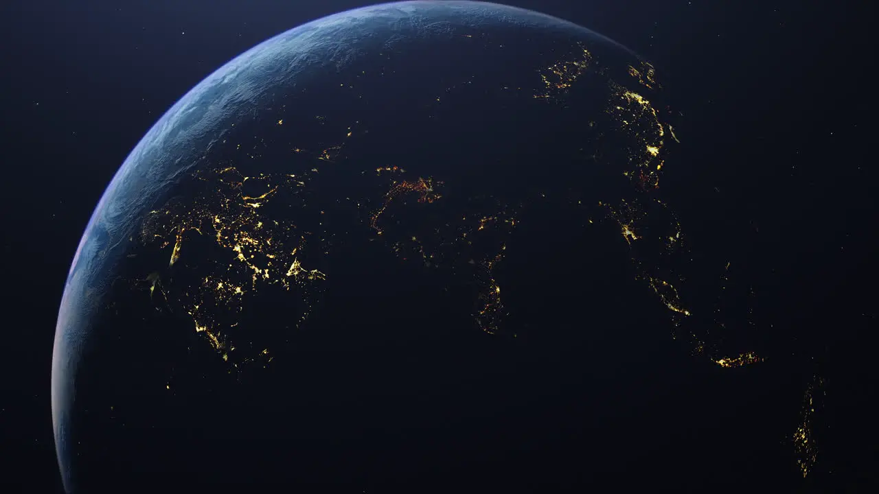 Cinematic 4k view of half the globe taken from space Transition from day to night on planet earth