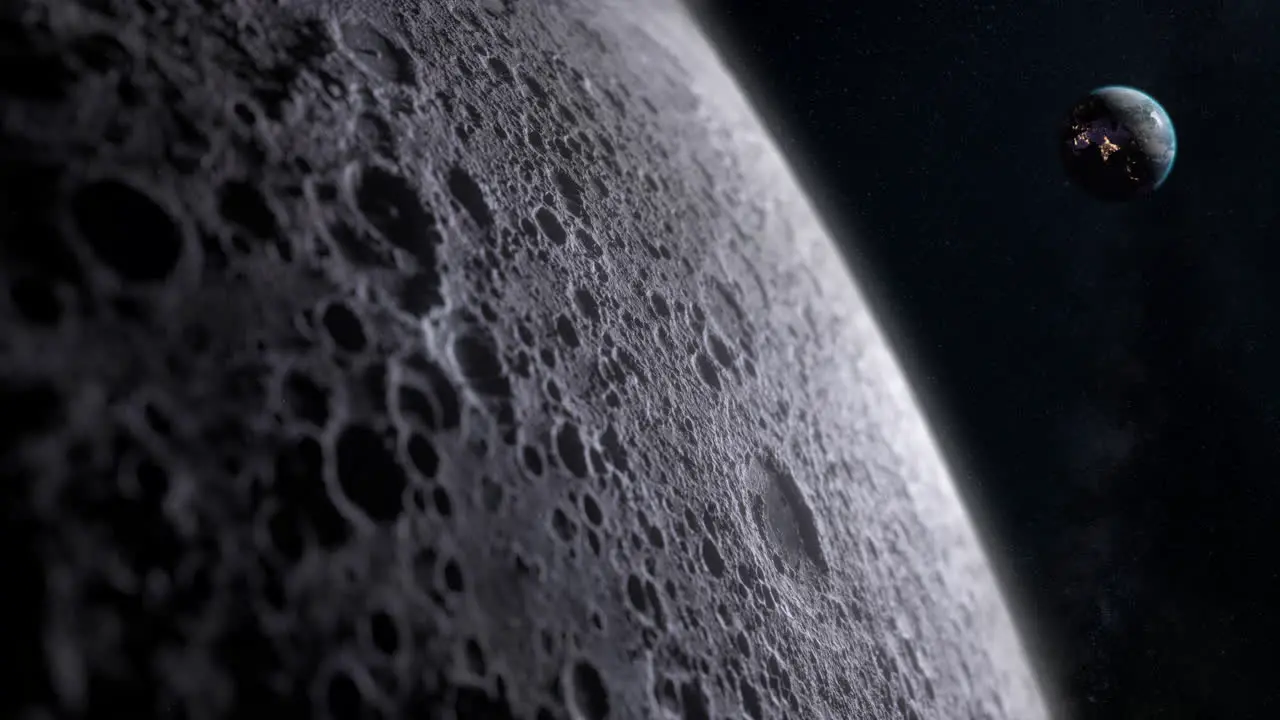 Cinematic planet earth view from the moon surface Starry space in the background