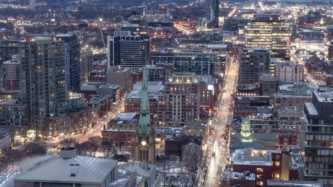 Timelapse of Toronto at dawn on a cold winter morning