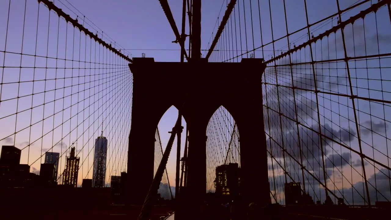 Brooklyn Bridge Silhouetted In the Sunset