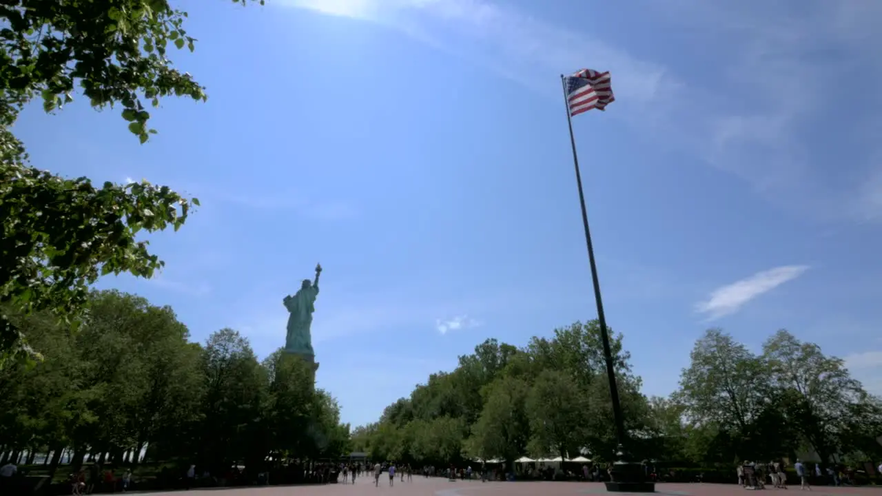 USA Flag Flying on Liberty Island