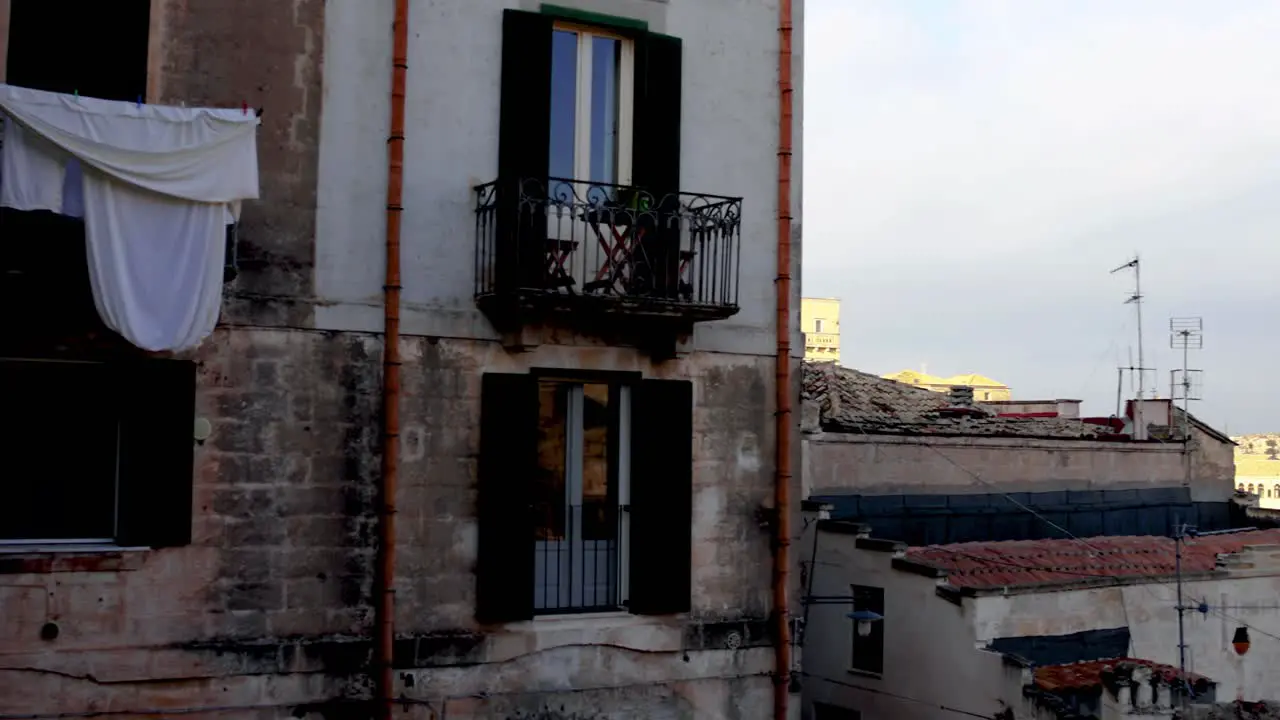 Matera Italy with clothes and pan of old town