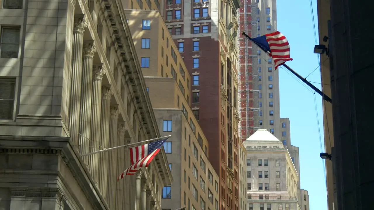 USA Flags Flying on Wall Street