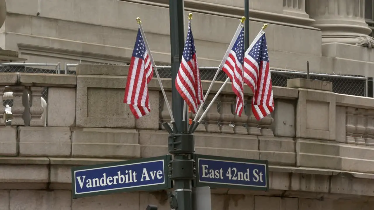 USA Flags on Vanderbilt Ave Sign