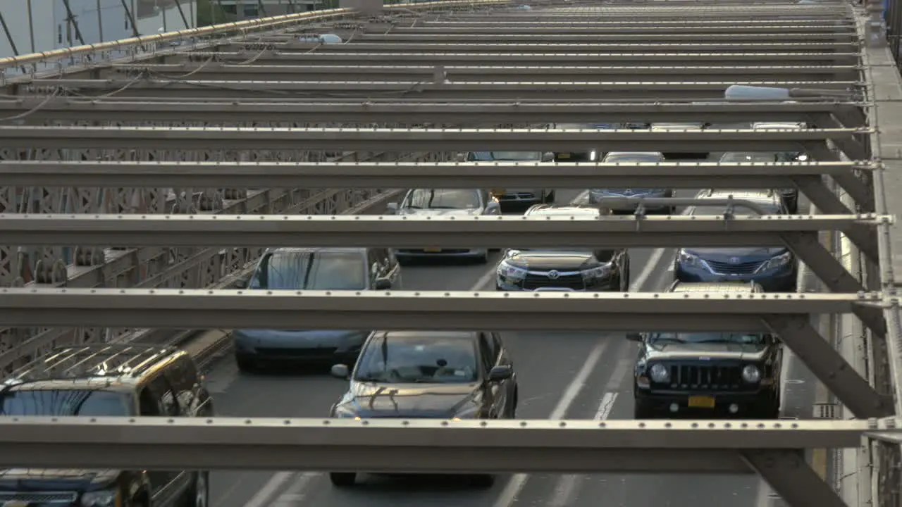 Traffic Moving Over the Brooklyn Bridge