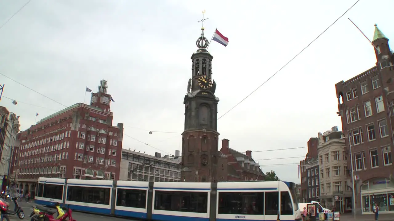 Amsterdam Munttoren with Flag