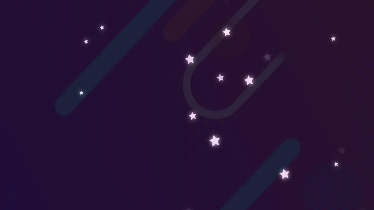 Multiple star icons over abstract colorful shapes against purple background with copy space