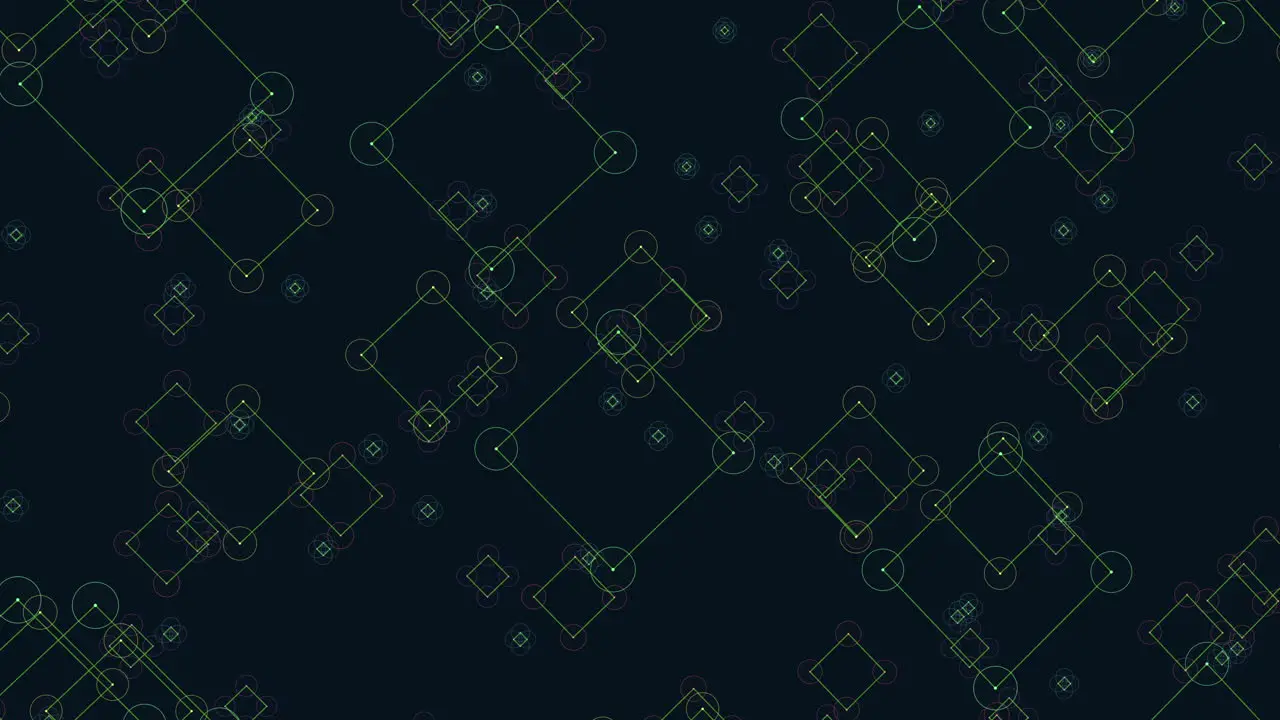 Abstract green lines and shapes on black background