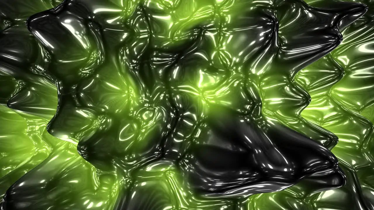 Juxtaposition of jagged black and flowing green dark and eerie abstract artwork