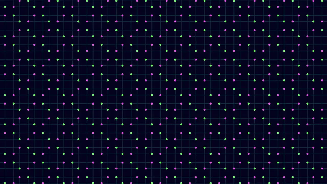 Colorful symmetrical dot grid on black background