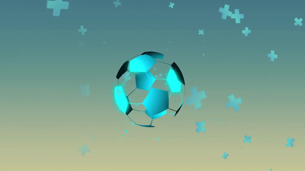 Animation of football and abstract shapes moving on green background