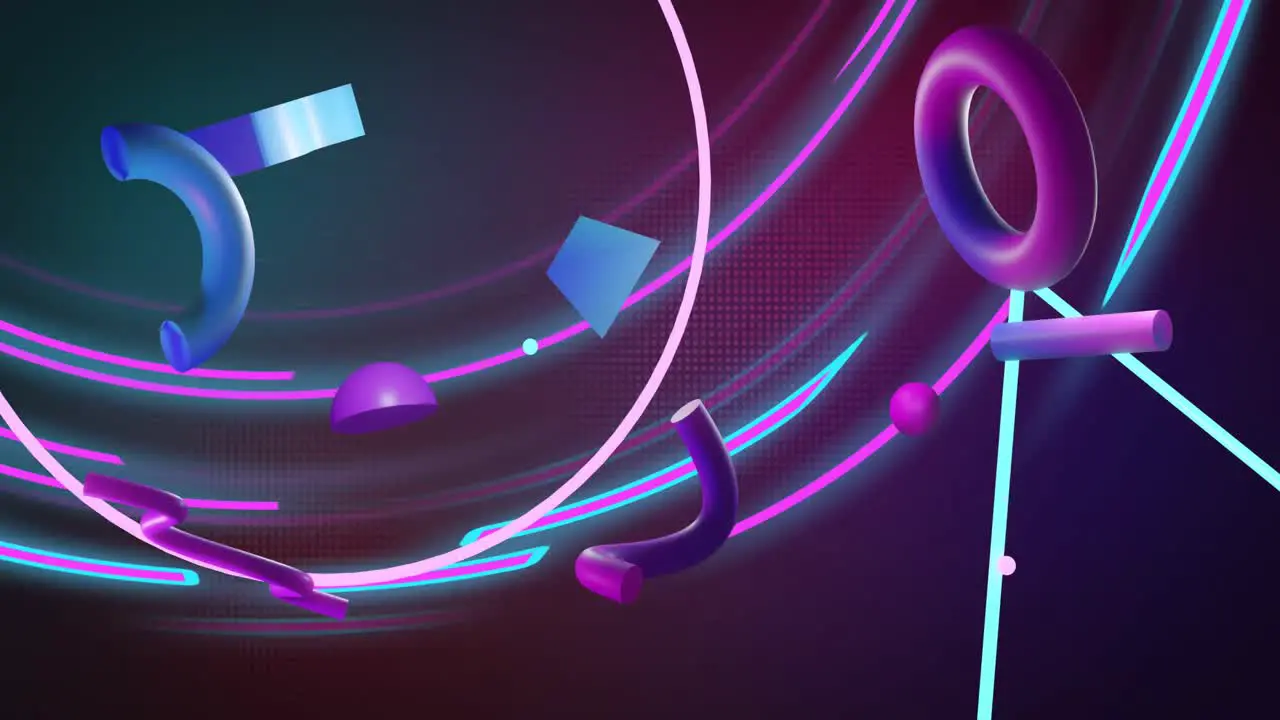 Animation of triangle and abstract shapes moving on dark background