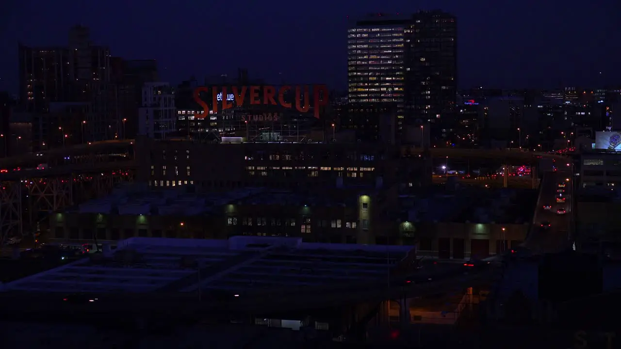 A wide angle view over Queens New York Cityand the Silvercup Studios at night