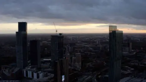 Drone Shot Orbiting Manchester Skyscrapers 18