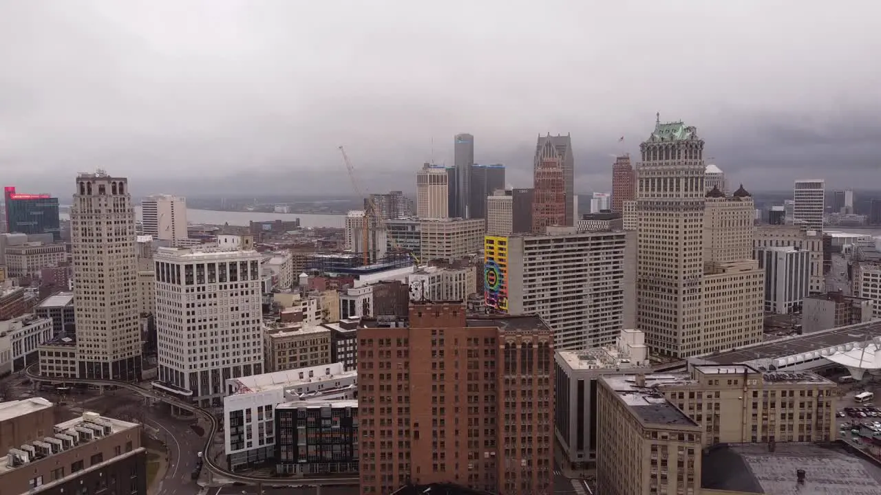 Majestic skyscraper buildings of downtown Detroit Michigan