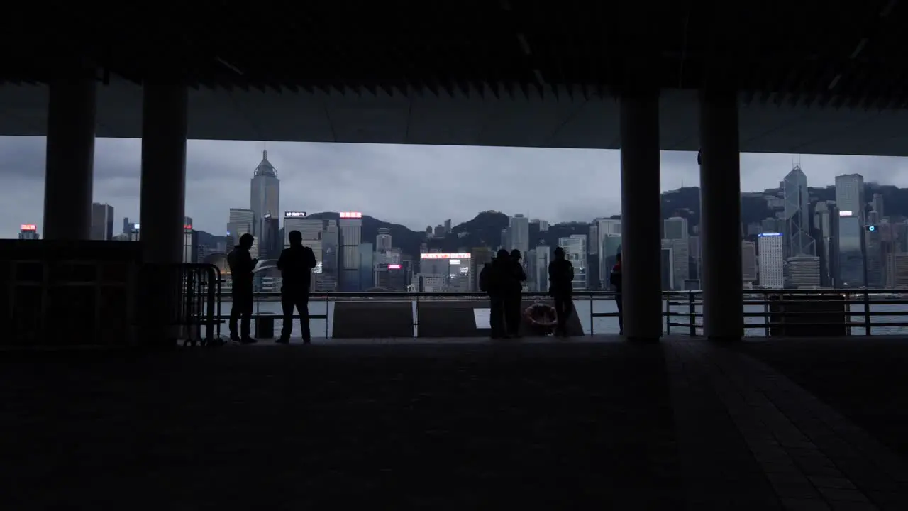 People on Central Pier in Hong Kong