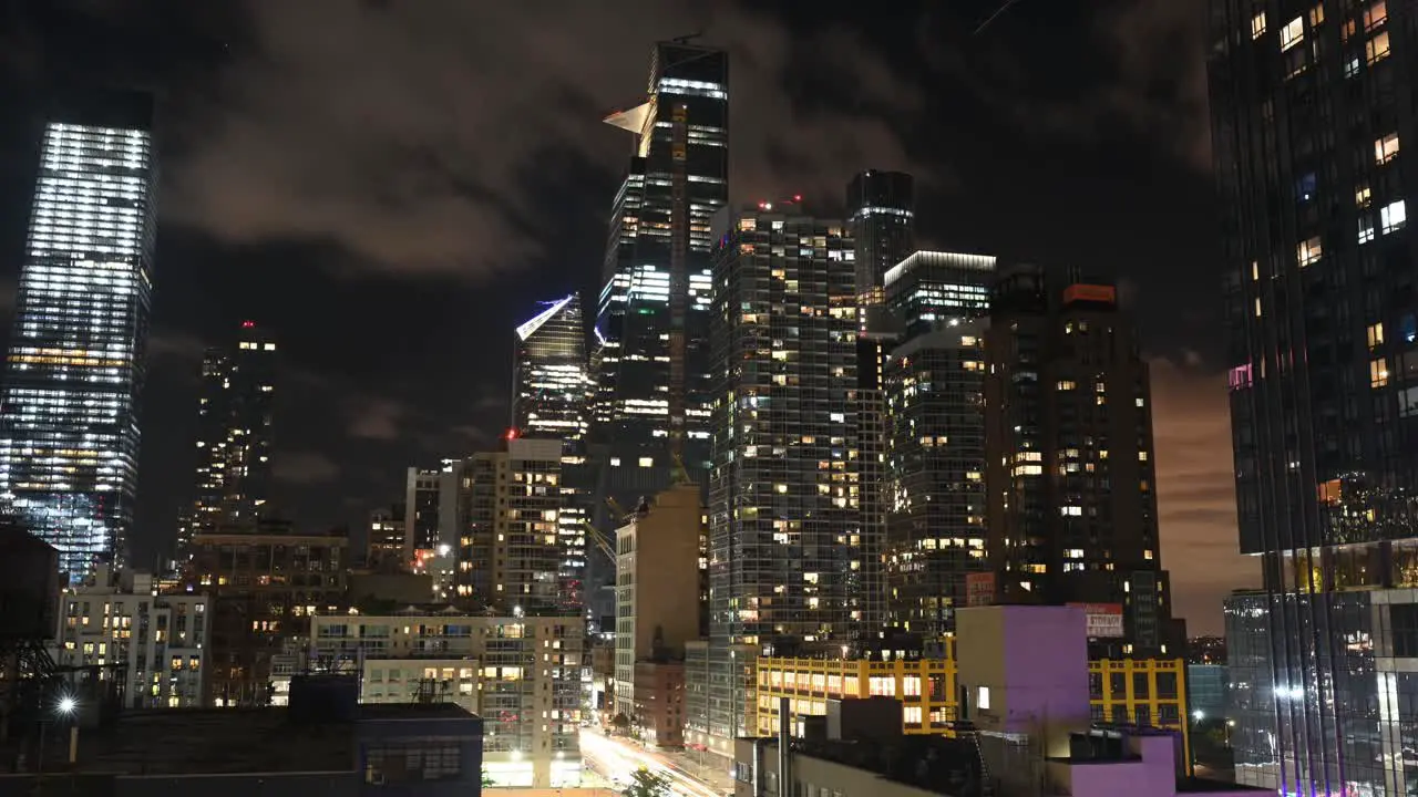 Midtown Manhattan NYC timelapse Hells Kitchen to Hudson Yards area with amazing cloud cover movement