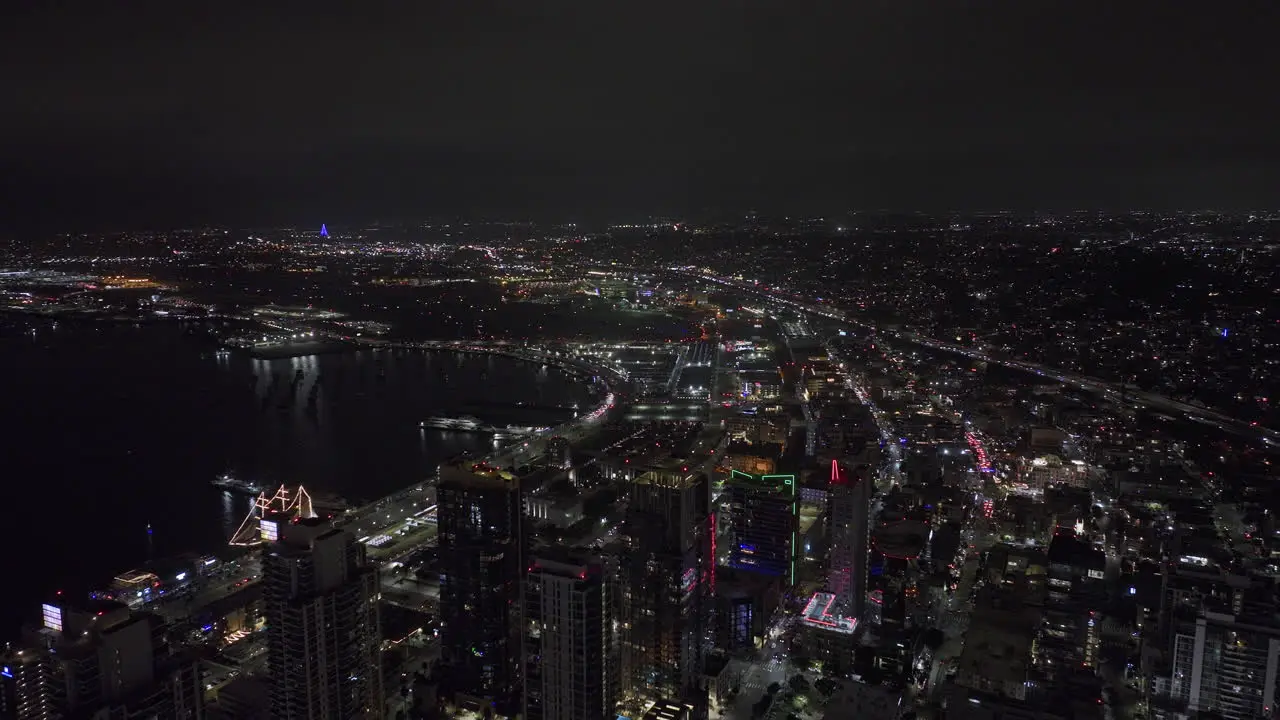 San Diego California Aerial v107 cinematic flyover core-columbia neighborhood capturing downtown cityscape high rise condos and office towers with bay views Shot with Mavic 3 Cine September 2022