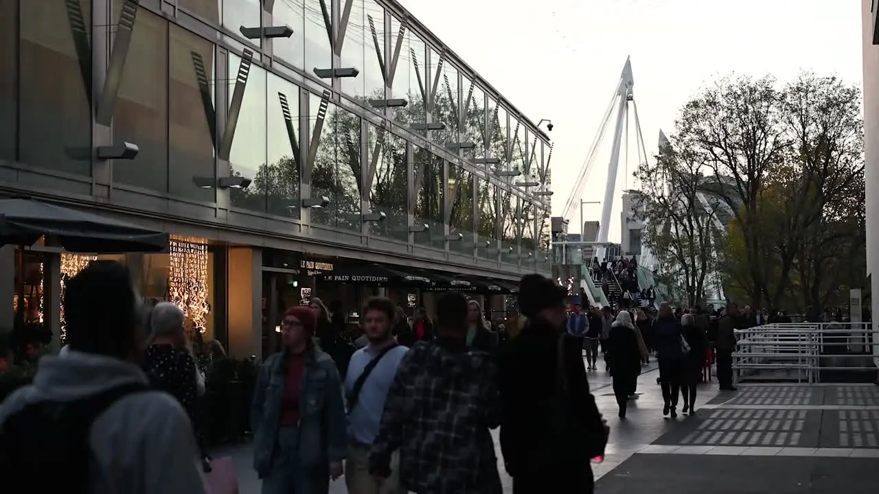 Walking past the Southbank Centre in the evening London United Kingdom